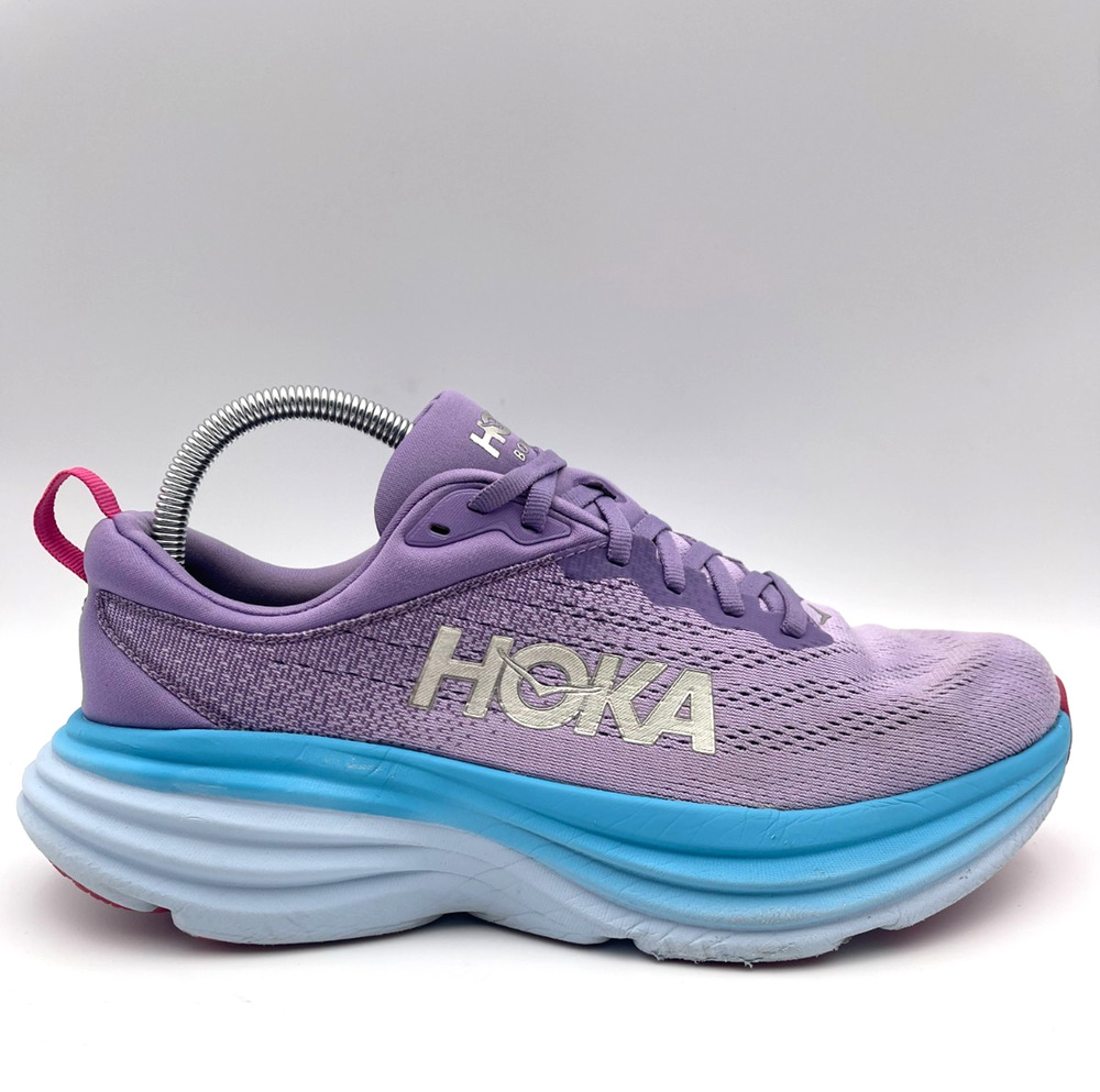 Hoka One One Bondi 8 Shoes Purple Blue Mesh Running Sneakers Women's Size 9.5 B